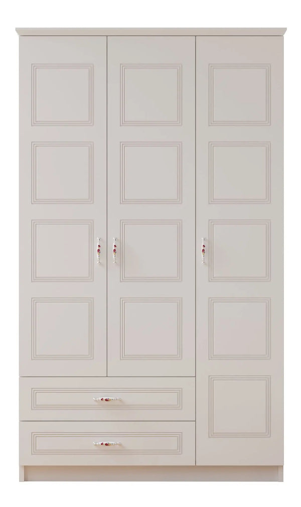 Regal 3 Door 2 Drawer White Wardrobe-Wardrobe-Evuhome-Flat Pack (Self-Assembly)-Evuhome