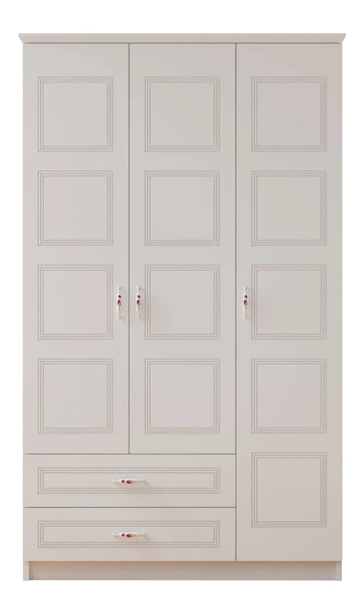 Regal 3 Door 2 Drawer White Wardrobe-Wardrobe-Evuhome-Flat Pack (Self-Assembly)-Evuhome