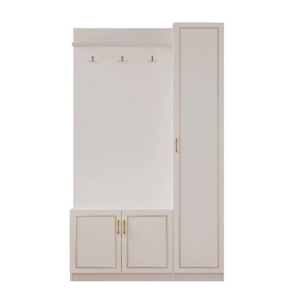 Marie Gold White Hallway Unit-Evuhome-Flat Pack (Self-Assembly)-Evuhome