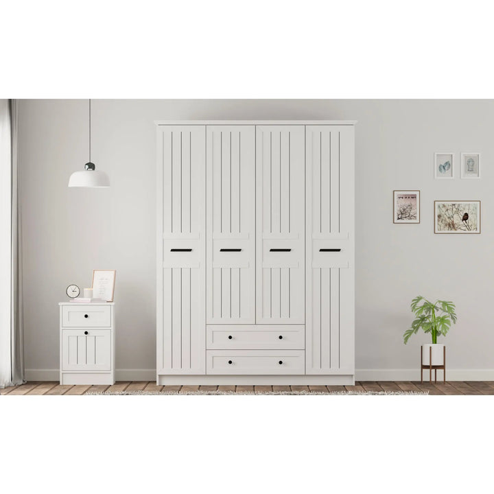 Vienna Xl 4 Door 2 Drawer Wardrobe-Wardrobe-Evuhome-Flat Pack (Self-Assembly)-Evuhome