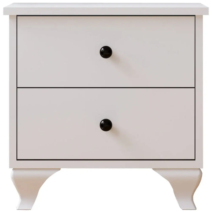 Ecu 2 Drawer White Bedside Table-Evuhome-Flat Pack (Self-Assembly)-Evuhome