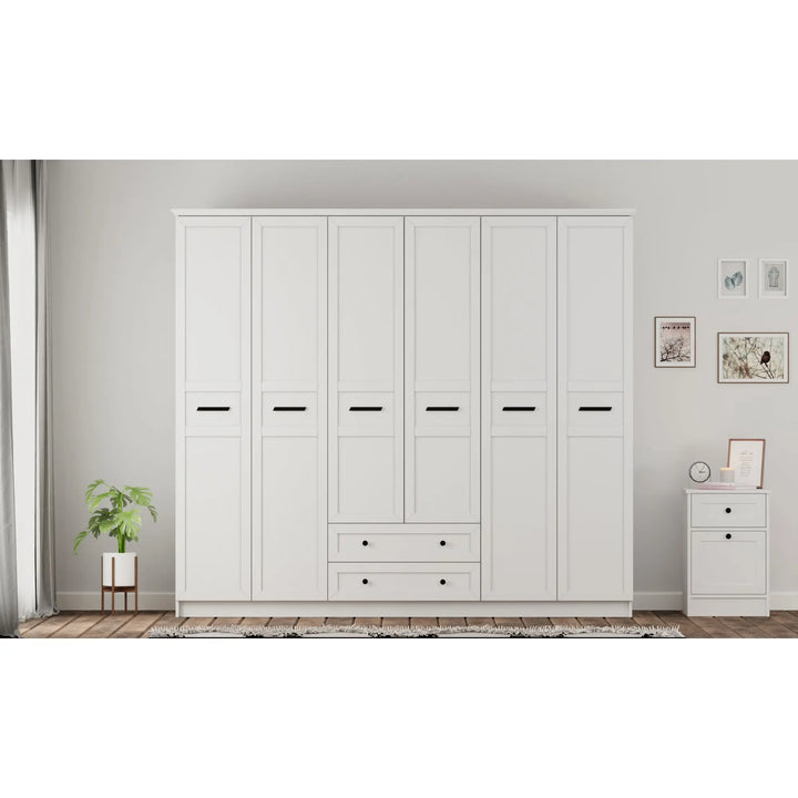 Daisy 6 Door 2 Drawer Wardrobe-Wardrobe-Evuhome-Flat Pack (Self-Assembly)-Evuhome