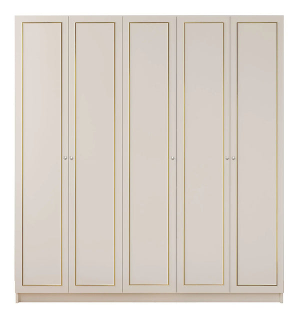 Marie 5 Door Gold White Wardrobe-Wardrobe-Evuhome-Flat Pack (Self-Assembly)-Evuhome