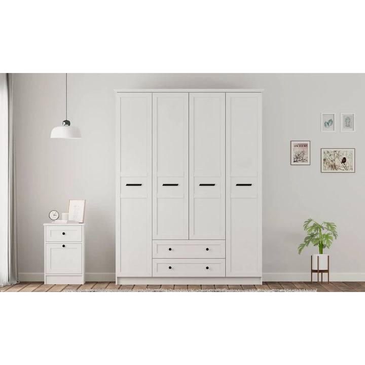 Daisy 4 Door 2 Drawer Wardrobe-Wardrobe-Evuhome-Flat Pack (Self-Assembly)-Evuhome