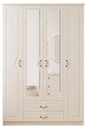 Anne 4 Door 2 Drawer Mirrored White Wardrobe-Wardrobe-Evuhome-Flat Pack (Self-Assembly)-Evuhome