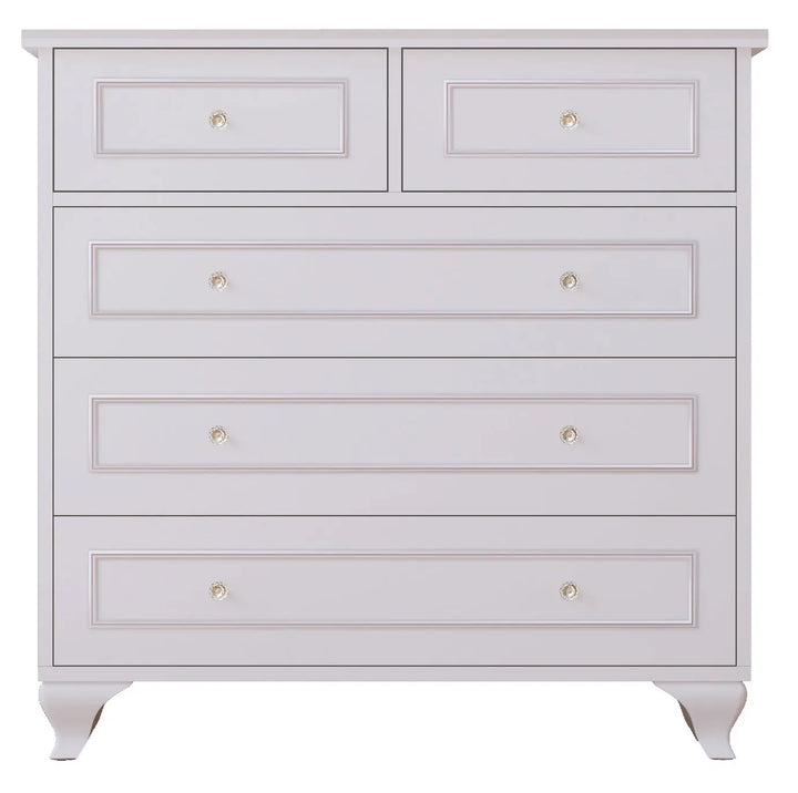 Giselle 3+2 White Chest Of Drawers-Evuhome-Flat Pack (Self-Assembly)-Evuhome