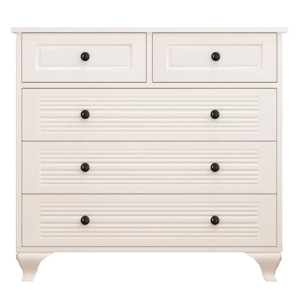Elise 3+2 White Chest Of Drawers-Evuhome-Flat Pack (Self-Assembly)-Evuhome
