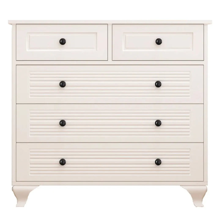 Elise 3+2 White Chest Of Drawers-Evuhome-Flat Pack (Self-Assembly)-Evuhome