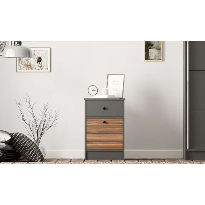 Milano 1 Door 1 Drawer Bedside Table-Bedside Cabinet-Evuhome-Flat Pack (Self-Assembly)-Evuhome