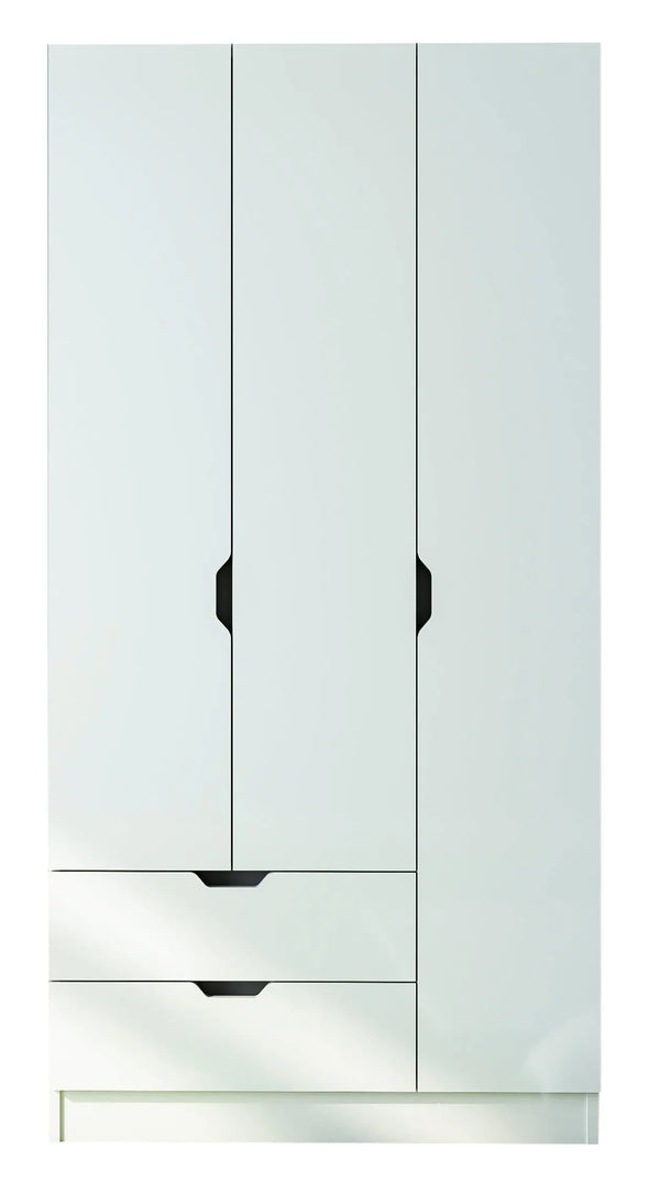 Bergen 3 Door 2 Drawers White Wardrobe-Wardrobe-Evuhome-Flat Pack (Self-Assembly)-Evuhome