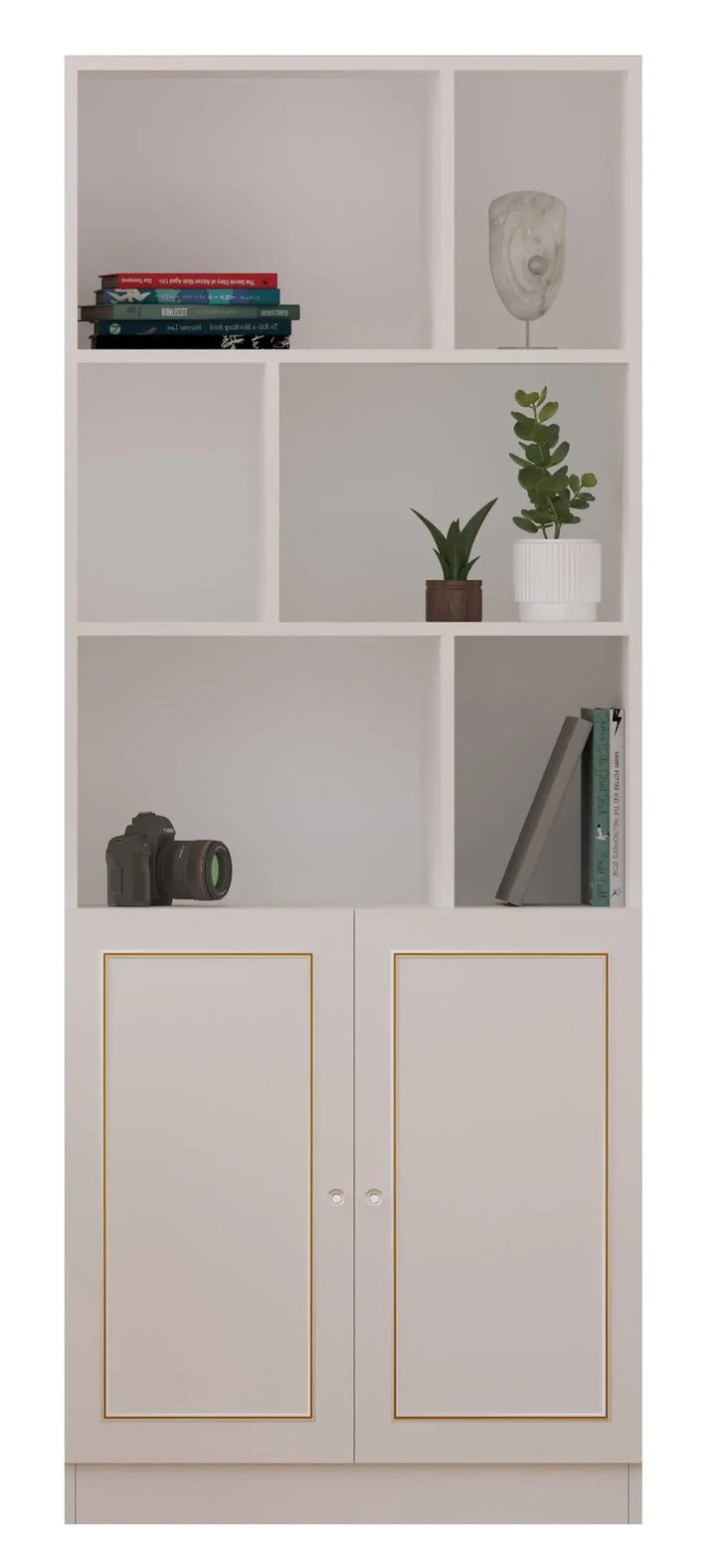 Marie Gold White Bookcase-Evuhome-Flat Pack (Self-Assembly)-Evuhome