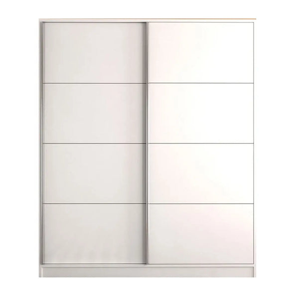 Sabro Sliding Door White Wardrobe-Wardrobe-Evuhome-Flat Pack (Self-Assembly)-Evuhome