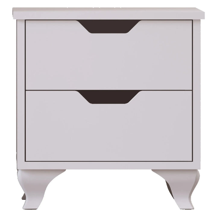 Bergen 2 Drawer White Bedside Table-Evuhome-Flat Pack (Self-Assembly)-Evuhome