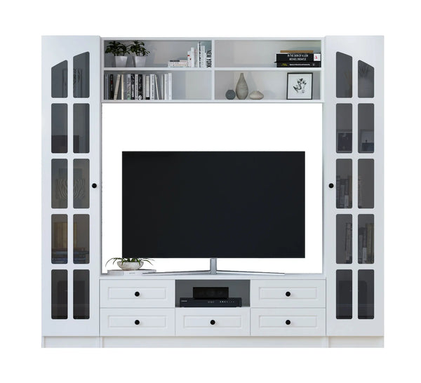 Maison White Tv Entertainment Cabinet-Evuhome-Flat Pack (Self-Assembly)-Evuhome
