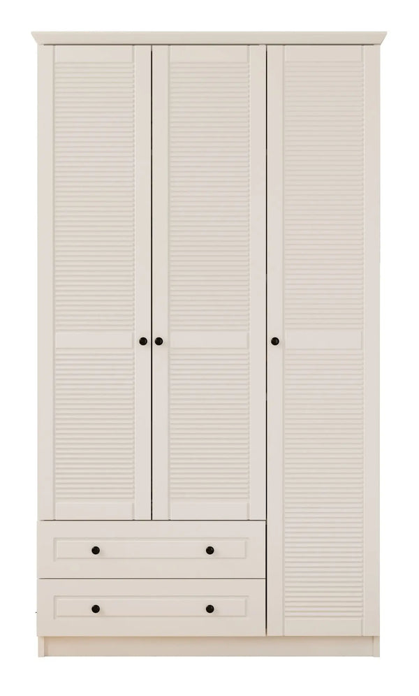 Volet 3 Door 2 Drawer White Wardrobe-Wardrobe-Evuhome-Flat Pack (Self-Assembly)-Evuhome