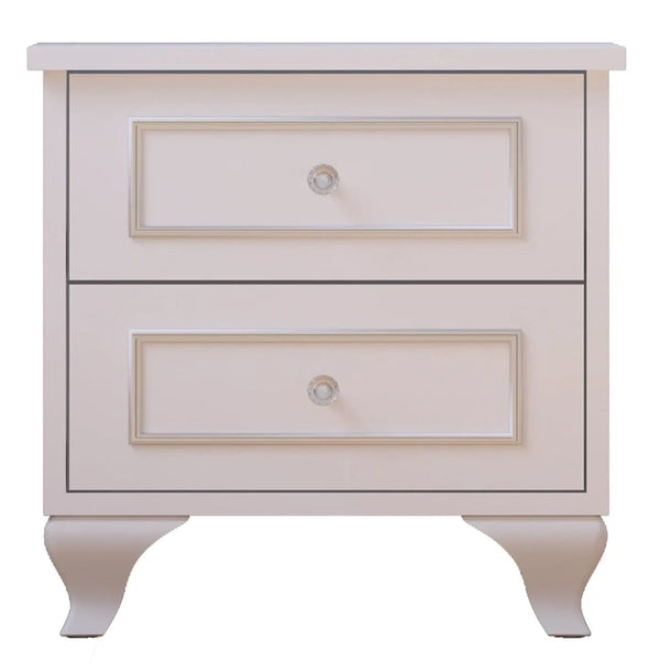 Giselle 2 Drawer White Bedside Table-Evuhome-Flat Pack (Self-Assembly)-Evuhome