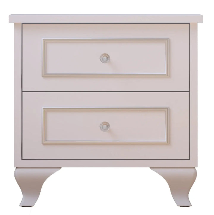 Giselle 2 Drawer White Bedside Table-Evuhome-Flat Pack (Self-Assembly)-Evuhome
