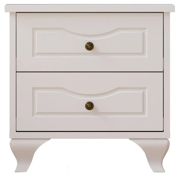Chloe 2 Drawer White Bedside Table-Evuhome-Flat Pack (Self-Assembly)-Evuhome