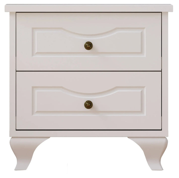 Chloe 2 Drawer White Bedside Table-Evuhome-Flat Pack (Self-Assembly)-Evuhome