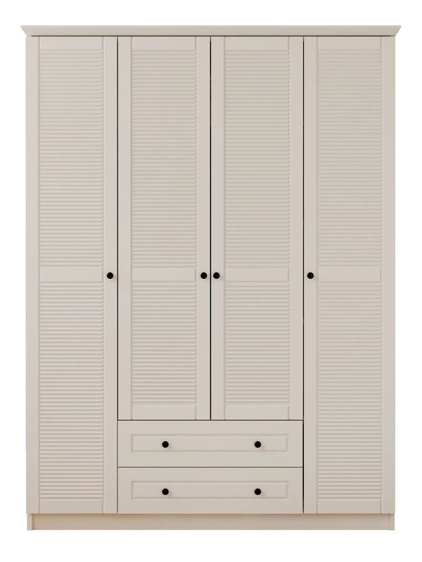 Volet 4 Door 2 Drawer White Wardrobe-Wardrobe-Evuhome-Flat Pack (Self-Assembly)-Evuhome
