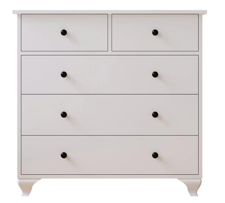 Ecu 3+2 White Chest Of Drawers-Evuhome-Flat Pack (Self-Assembly)-Evuhome