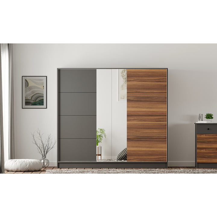 Milano Xl Mirrored Sliding Door Wardrobe-Wardrobe-Evuhome-Flat Pack (Self-Assembly)-Evuhome