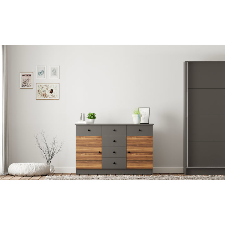 Milano 2 Door 6 Drawer Sideboard Cabinet-Cabinet-Evuhome-Flat Pack (Self-Assembly)-Evuhome