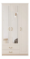 Anne 3 Door 2 Drawer Mirrored White Wardrobe-Wardrobe-Evuhome-Flat Pack (Self-Assembly)-Evuhome