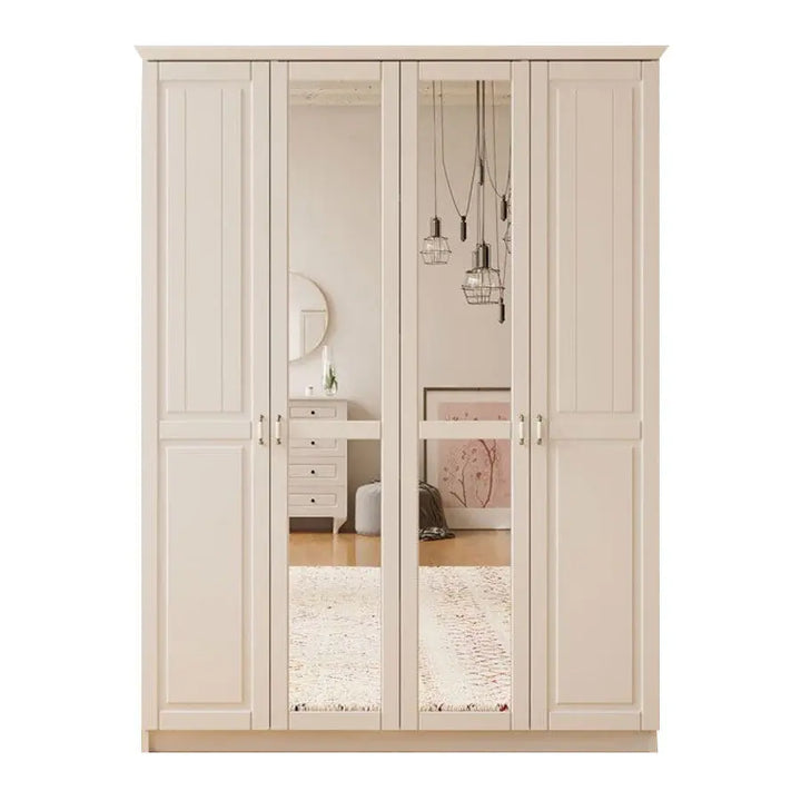 Chorlette 4 Door Mirrored White Wardrobe-Wardrobe-Evuhome-Flat Pack (Self-Assembly)-Evuhome