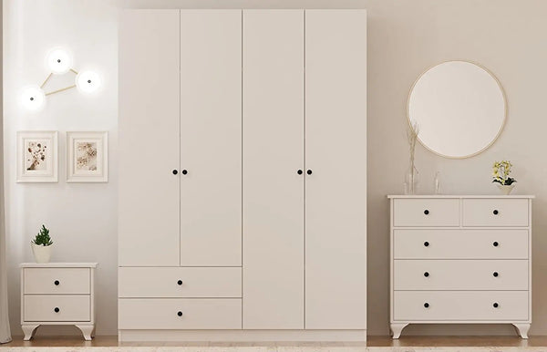 Ecu White Bedroom Set-Evuhome-Flat Pack (Self-Assembly)-Evuhome