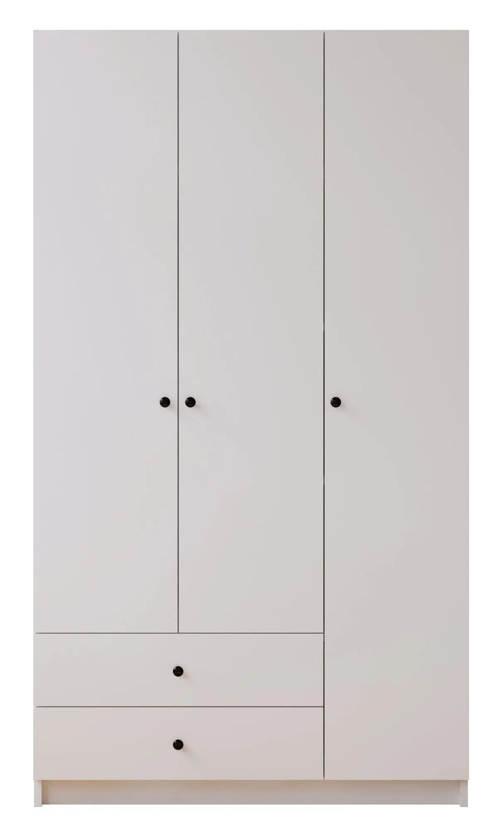 Ecu 3 Door 2 Drawer White Wardrobe-Wardrobe-Evuhome-Flat Pack (Self-Assembly)-Evuhome