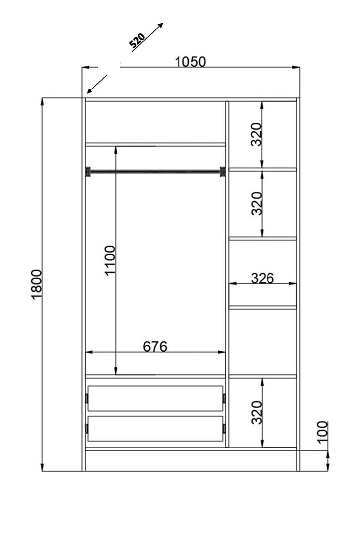 Regal 3 Door 2 Drawer White Wardrobe-Wardrobe-Evuhome-Flat Pack (Self-Assembly)-Evuhome