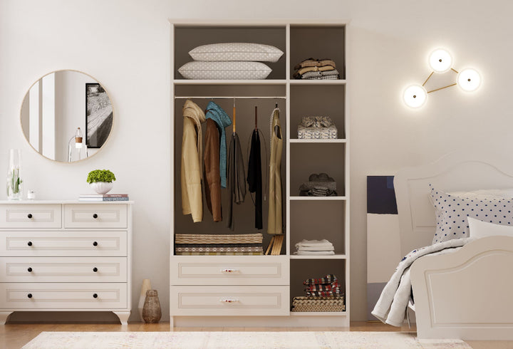 Regal 3 Door 2 Drawer White Wardrobe-Wardrobe-Evuhome-Flat Pack (Self-Assembly)-Evuhome