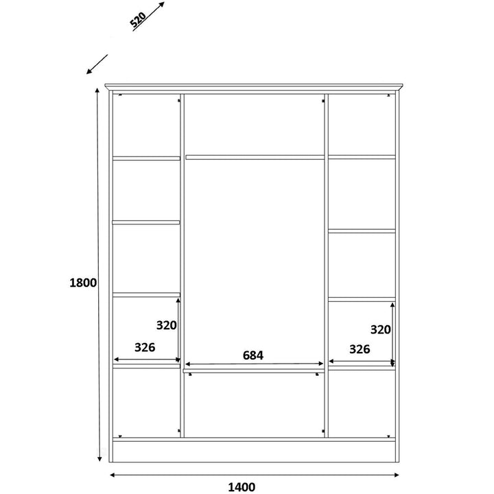 Regal 4 Door 2 Drawer White Wardrobe-Wardrobe-Evuhome-Flat Pack (Self-Assembly)-Evuhome