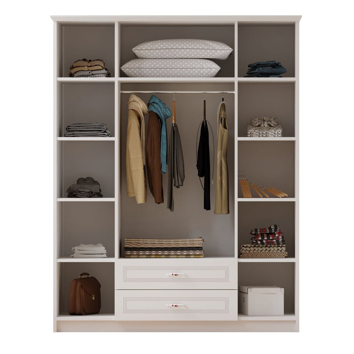 Regal 4 Door 2 Drawer White Wardrobe-Wardrobe-Evuhome-Flat Pack (Self-Assembly)-Evuhome