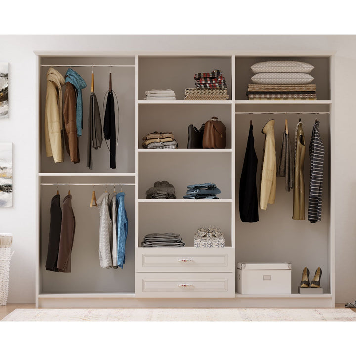 Regal 6 Door 2 Drawer White Wardrobe-Wardrobe-Evuhome-Flat Pack (Self-Assembly)-Evuhome