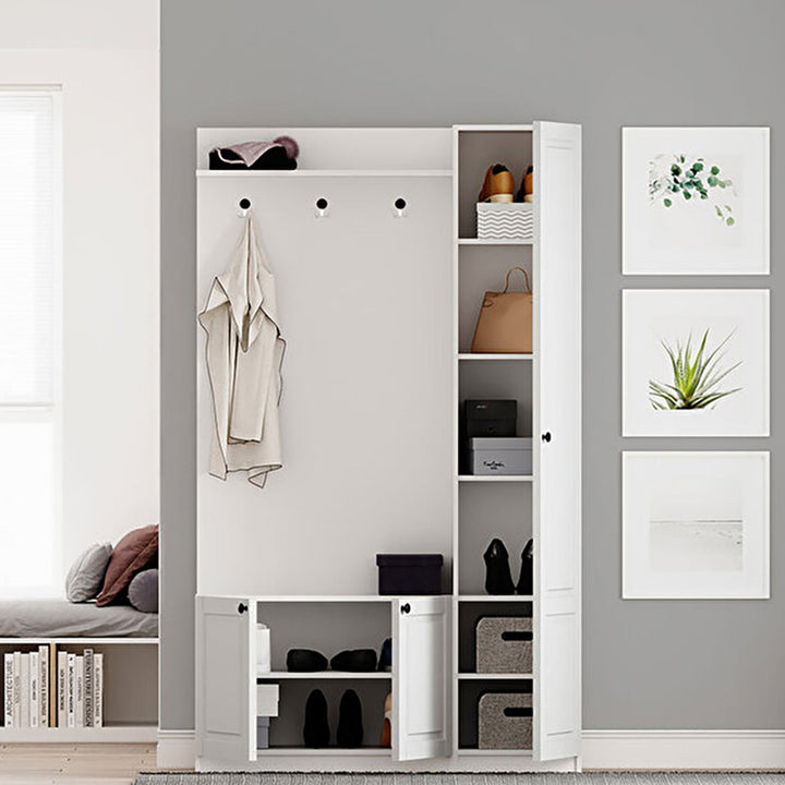 Maison White Hallway Unit-Hallway Unit-Evuhome-Flat Pack (Self-Assembly)-Evuhome