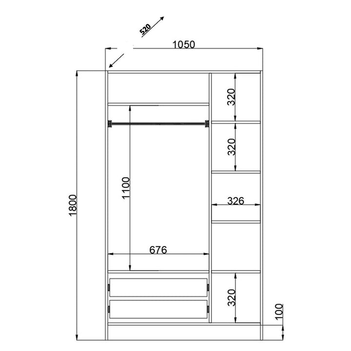 MAISON 3 Door 2 Drawer Mirrored White Wardrobe-Evuhome-Evuhome