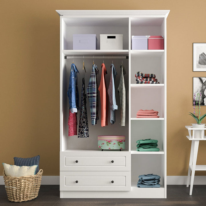 Maison 3 Door 2 Drawer Mirrored White Wardrobe-Wardrobe-Evuhome-Flat Pack (Self-Assembly)-Evuhome