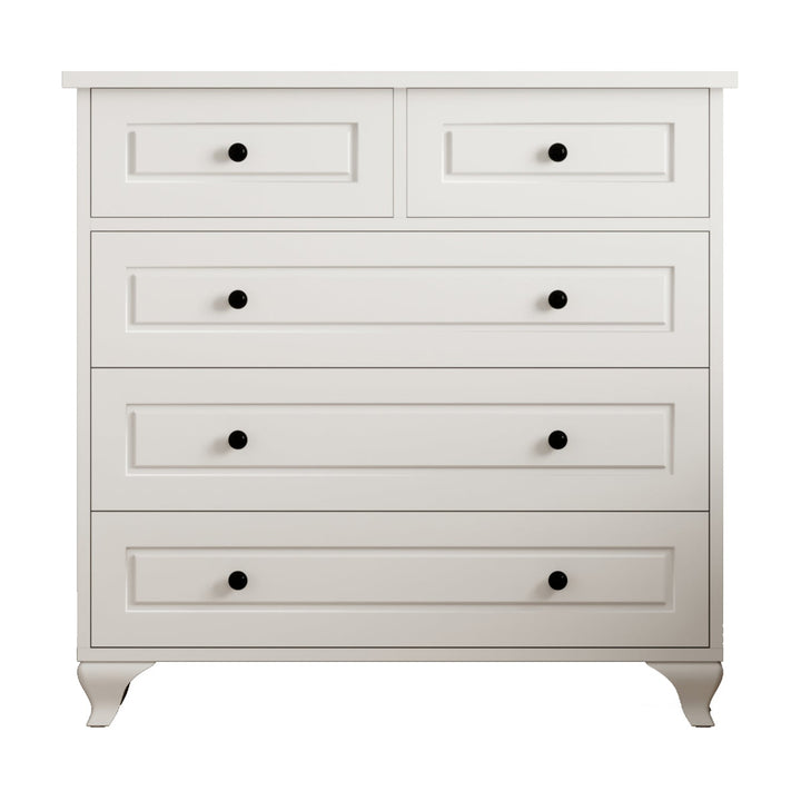 Maison White Bedroom Set 4 Door Wardrobe, Chest, Bedside-Wardrobe-Evuhome-Flat Pack (Self-Assembly)-Evuhome