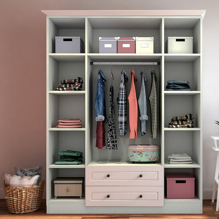 Maison 4 Door 2 Drawer Mirrored White Wardrobe-Wardrobe-Evuhome-Flat Pack (Self-Assembly)-Evuhome