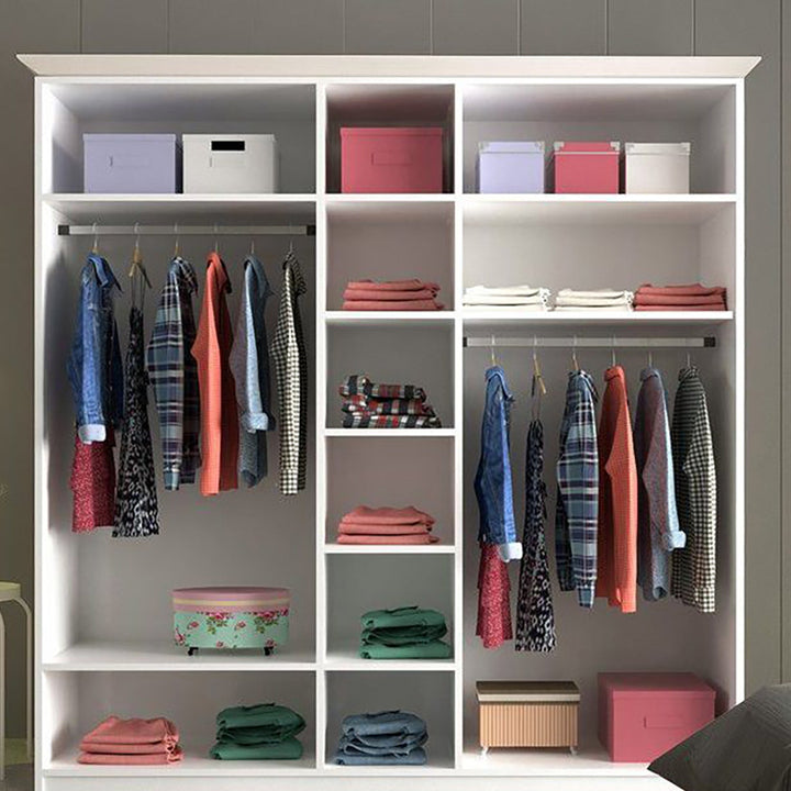 Maison 5 Door Mirrored White Wardrobe-Wardrobe-Evuhome-Flat Pack (Self-Assembly)-Evuhome