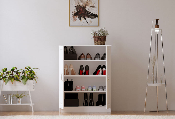 Maison White Shoe Cabinet-Evuhome-Flat Pack (Self-Assembly)-Evuhome