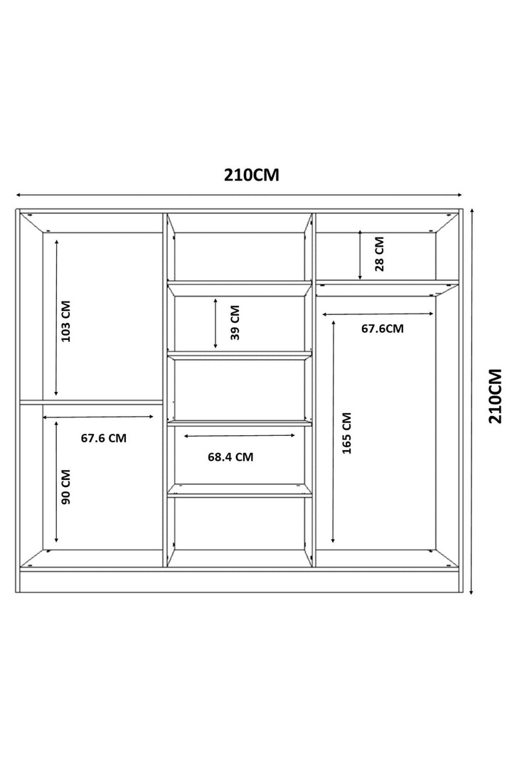 Maison XL 6 Door 2 Drawer Mirrored White Wardrobe  Homeograph