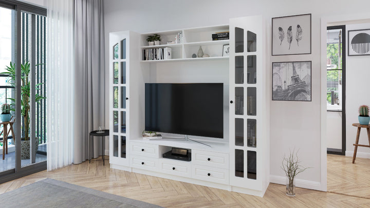 Maison White Tv Entertainment Cabinet-Evuhome-Flat Pack (Self-Assembly)-Evuhome