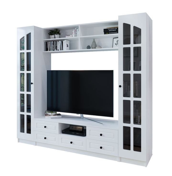 Maison White Tv Entertainment Cabinet-Evuhome-Flat Pack (Self-Assembly)-Evuhome