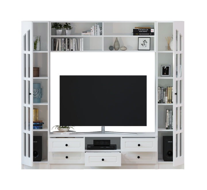 Maison White Tv Entertainment Cabinet-Evuhome-Flat Pack (Self-Assembly)-Evuhome