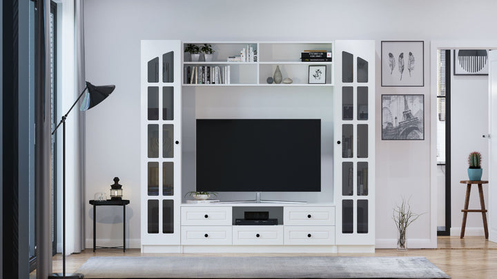 Maison White Tv Entertainment Cabinet-Evuhome-Flat Pack (Self-Assembly)-Evuhome