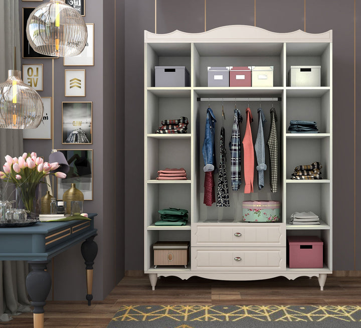 Raven 4 Door 2 Drawer Mirrored White Wardrobe-Wardrobe-Evuhome-Flat Pack (Self-Assembly)-Evuhome