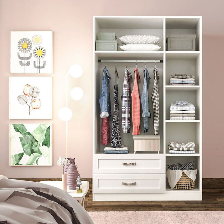 Vista 3 Door 2 Drawer Mirrored White Wardrobe-Wardrobe-Evuhome-Flat Pack (Self-Assembly)-Evuhome